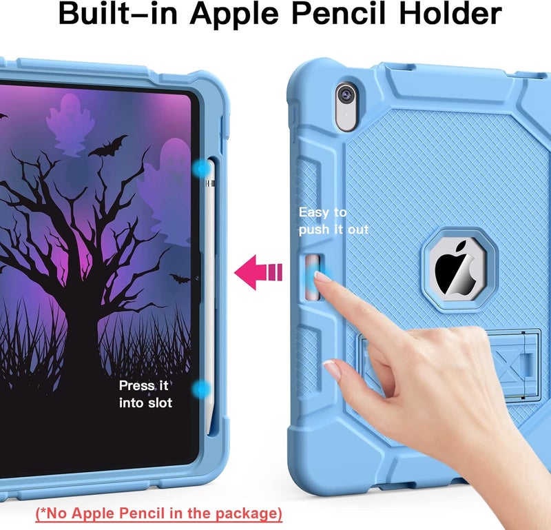Azzsy Case for iPad (A16) 11th Generation 11 Inch 2025 / iPad 10th Generation 10.9 Inch 2022, [Built-in Pencil Holder] Heavy Duty Shockproof Rugged Protective Case, Sky Blue - Image 4